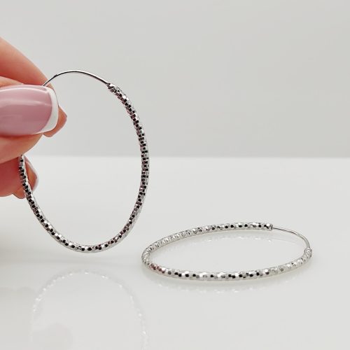 Ezüst metszett ovális fülbevaló