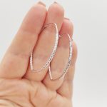 Ezüst metszett ovális fülbevaló