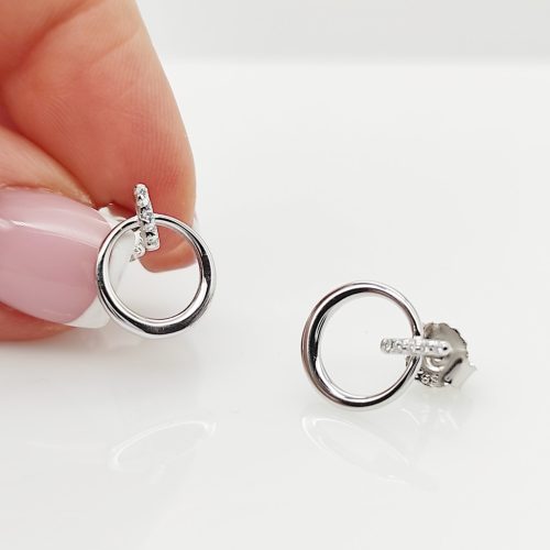 Ezüst modern kör fülbevaló