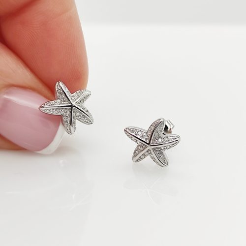 Ezüst tengeri csillag fülbevaló