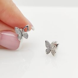 Ezüst köves pillangó fülbevaló