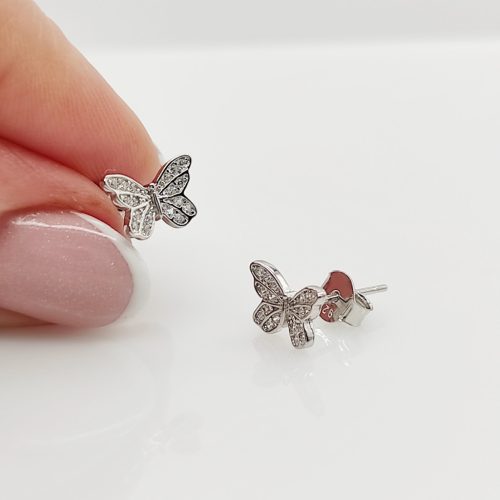 Ezüstköves pillangó fülbevaló