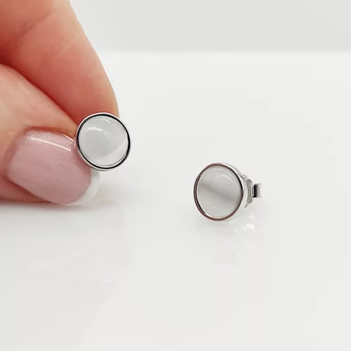 Ezüst modern kör fülbevaló