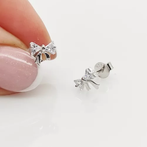 Ezüst kis köves masni fülbevaló