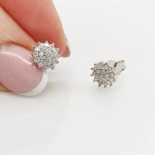 Ezüst szikrázó virág fülbevaló