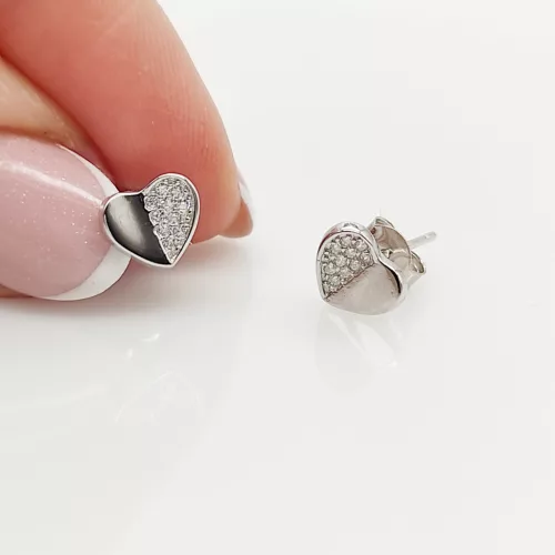 Ezüst modern szív fülbevaló