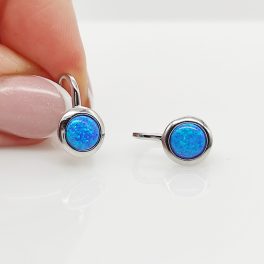 Ezüst fülbevaló kék opállal