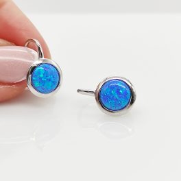 Ezüst fülbevaló kék opállal