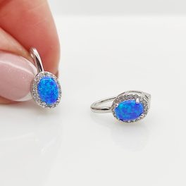 Ezüst fülbevaló kék opállal
