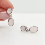 Ezüst fülbevaló rózsakvarccal