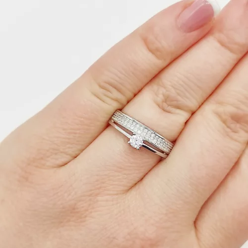 Ezüst dupla soros hercegnő gyűrű cirkóniával