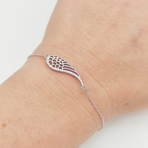 Ezüst karlánc köves angyalszárny medállal