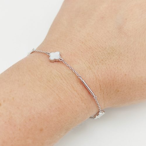 Ezüst karlánc gyöngyház lóherékkel