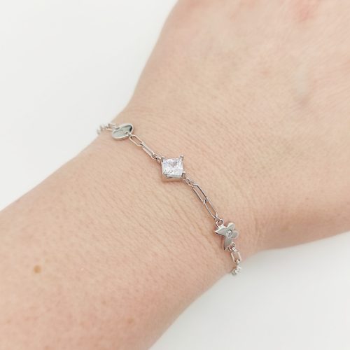 Ezüst modern karlánc cirkóniákkal