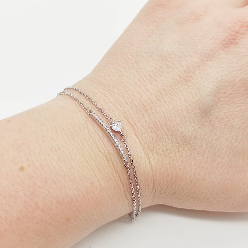 Ezüst dupla soros modern karlánc