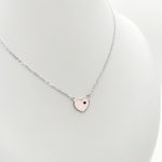 Ezüst gyermek nyaklánc rózsaszín szív medállal