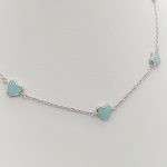 Ezüst gyermek nyaklánc türkizzöld szívekkel