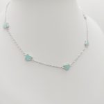 Ezüst gyermek nyaklánc türkizzöld szívekkel