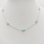 Ezüst gyermek nyaklánc türkizzöld szívekkel