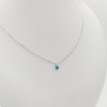 Ezüst nyaklánc apró kék opál szívvel