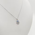 Ezüst nyaklánc szikrázó Fatima keze medállal