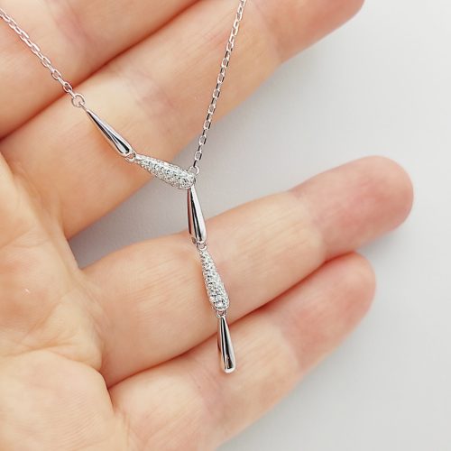 Ezüst modern Y nyaklánc