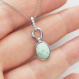 Ezüst nyaklánc amazonit medállal
