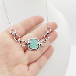 Ezüst nyaklánc amazonit medállal
