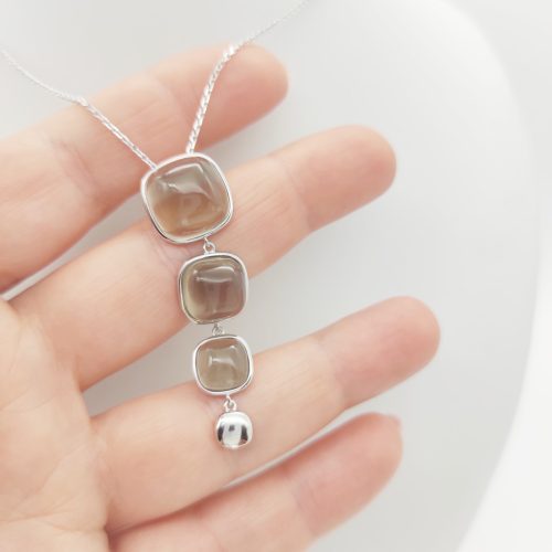 Ezüst nyaklánc füstkvarc medállal