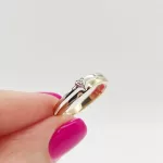 Sárga-fehér arany szívecskés gyűrű gyémánttal