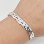 Ezüst szikrázó lapos fonott karlánc - 18 cm