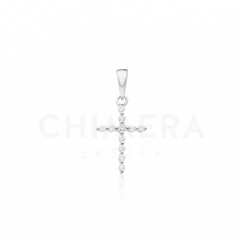 Fehér arany kereszt medál gyémánttal
