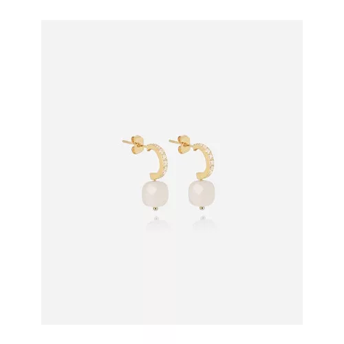 Zag Bijoux aranyozott fülbevaló Pablo ACIER DORE agate blanche