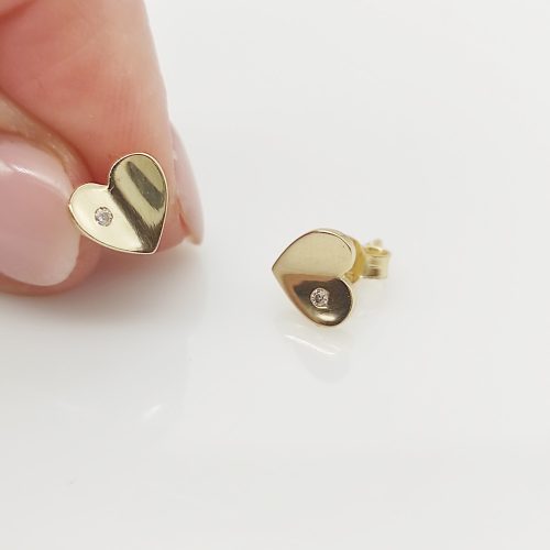 Sárga arany hajlított szív fülbevaló