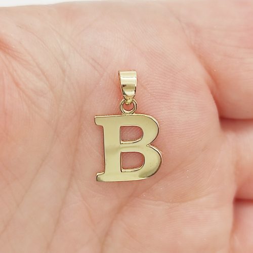 Sárga arany "B" betű medál kő nélkül