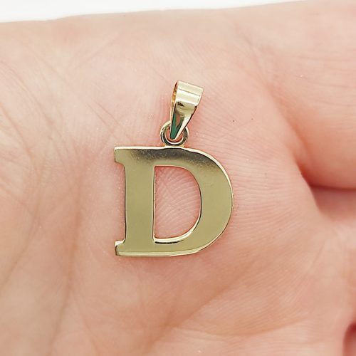 Sárga arany "D" betű medál kő nélkül