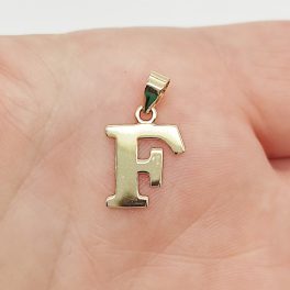 Sárga arany "F" betű medál kő nélkül