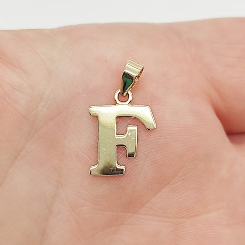 Sárga arany "F" betű medál kő nélkül