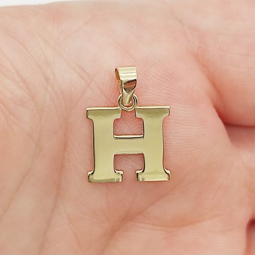 Sárga arany "H" betű medál kő nélkül