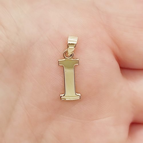 Sárga arany "I" betű medál kő nélkül