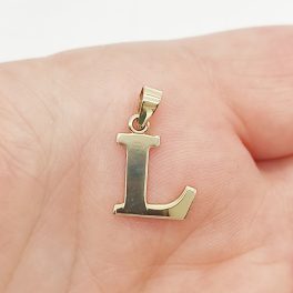 Sárga arany "L" betű medál kő nélkül