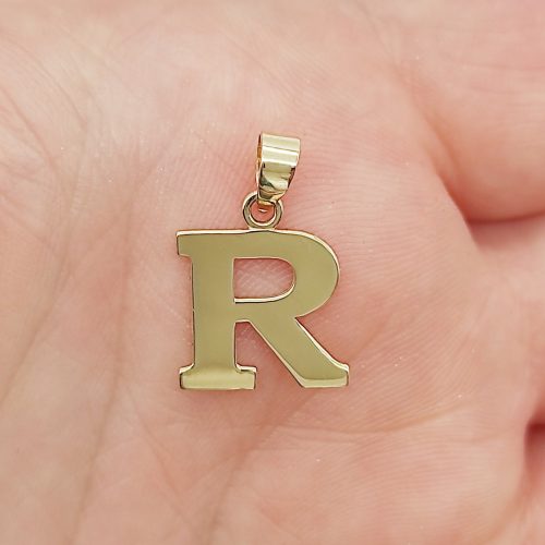 Sárga arany "R" betű medál kő nélkül