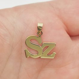 Sárga arany "SZ" betű medál kő nélkül