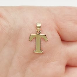 Sárga arany "T" betű medál kő nélkül