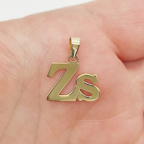Sárga arany "ZS" betű medál kő nélkül