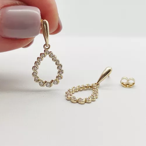 Sárga arany függő csepp formájú fülbevaló